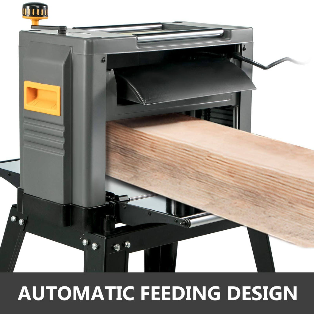 Mophorn Thickness Planer 12.5inch Thickness Planer Woodworking 1500W Double Cutter Benchtop Thickness Planer 15 Amp with Stand H