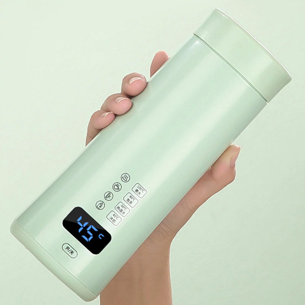 Portable Electric Hot Water Kettle Tea Coffee Kettle Water Boiler with Tea Filter, Keep Warm Travel Electric Kettle for Milk Green
