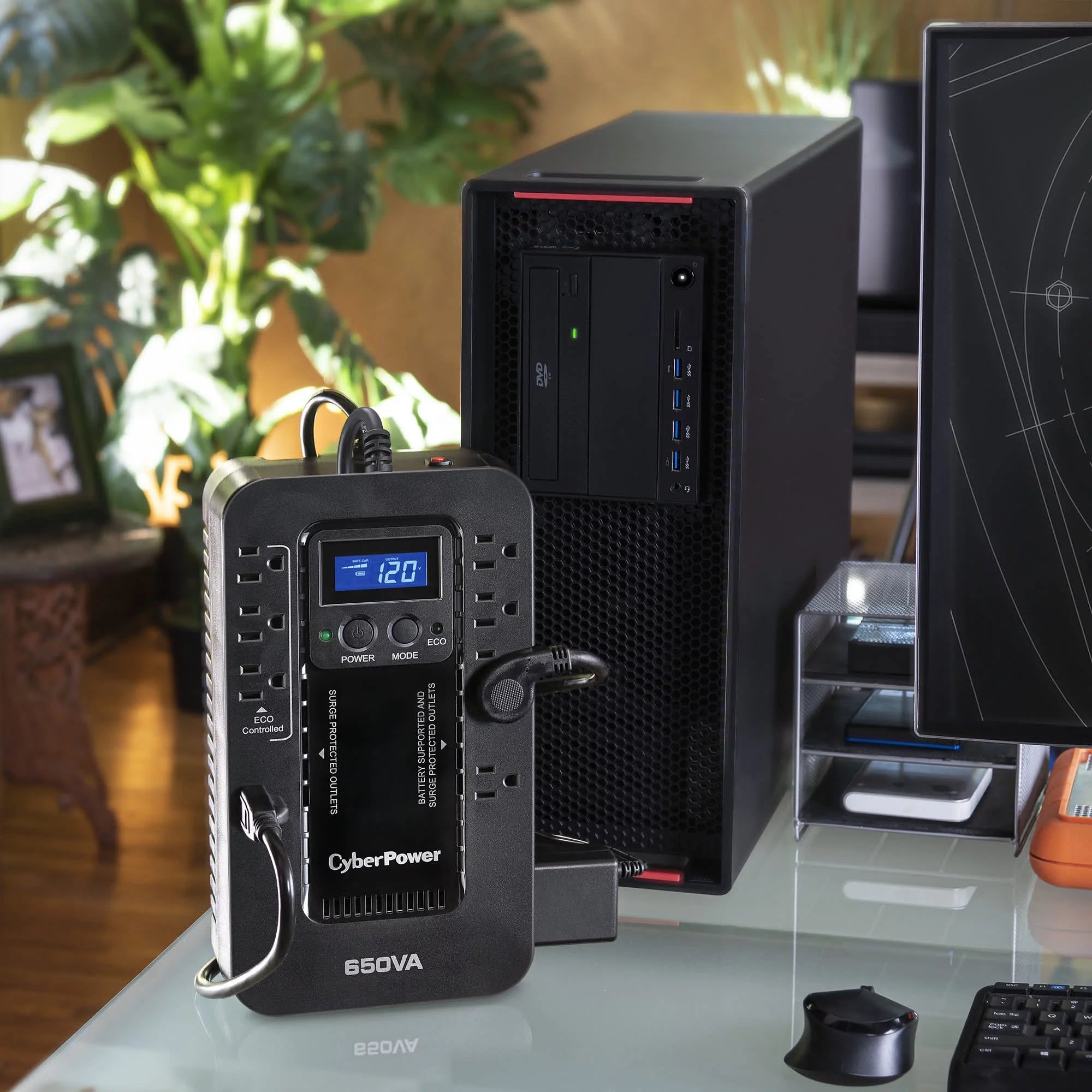CyberPower EC650LCD 8 Outlet Battery Backup UPS System