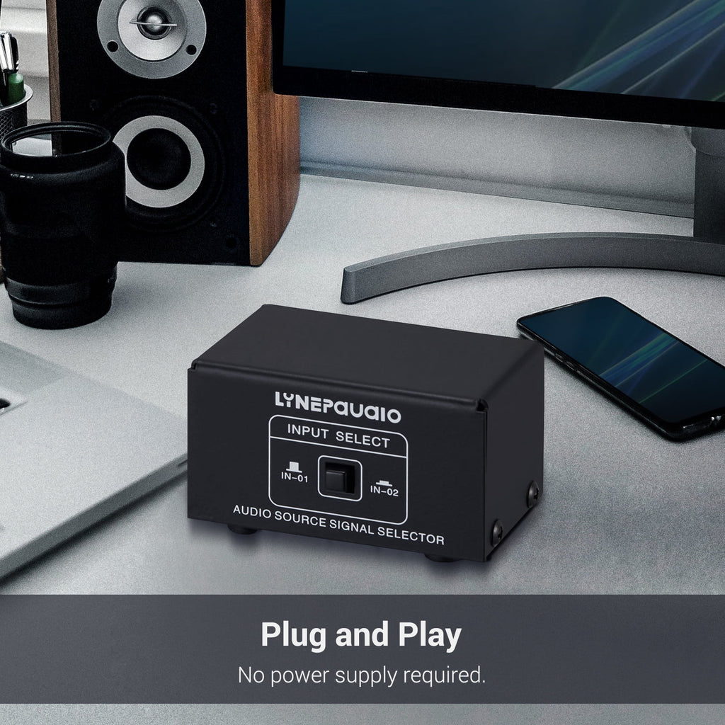 Meterk Linepaudio Audio Switcher Rca 2 In 1 Out / 1 In 2 Out A/B Switch Stereo Audio Splitter Box With No Distortion Rca Jack For Switching Between Computer Speakers And Headphones
