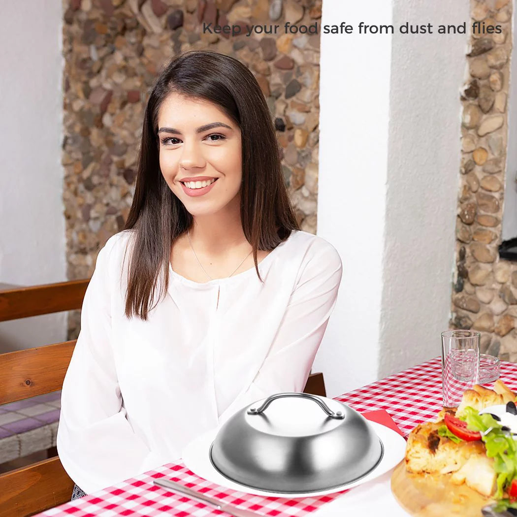Basting Cover, 2PCS Stainless Steel Cheese Melting Domes, Round Basting Cover with Scald-Proof Handle for Griddle Grill, Steaming Cover for Cooking Hamburgers Steaks Bacon