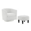 Modern Barrel Swivel Chair, 360 Degree Swivel Accent Chair with Ottoman, Corduroy Fabric Armchair, Upholstered Tufted Round Accent One-Seater Sofa for Bedroom