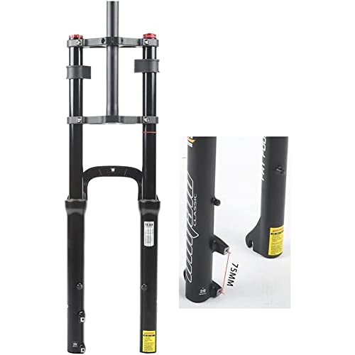 ARBOEE 26 Inch Bike Suspension Forks 4.0 Fat Bike Straight Front Fork Downhill Mountain Bike Double Shoulder 1-1/8 Disc Brake Air Fork QR 140mm Travel Snow Beach E-Bike BMX 2850g