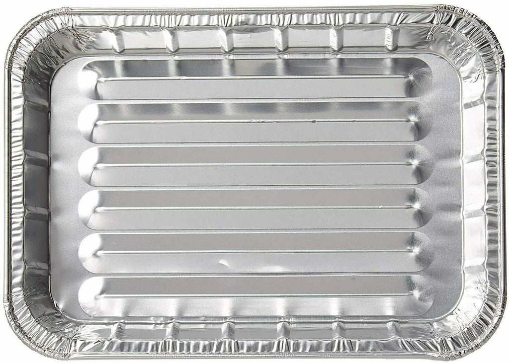 Small Disposable 8.75" x 6.25" Aluminum Broiler Pan - 50 PACK