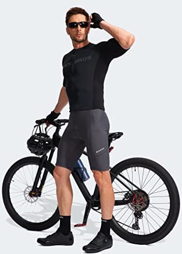 Bikewa Men's Bike Shorts 3D Padded Cycling Road Biking Mountain Riding Biker Bicycle UPF 50+ Cycle Shorts Zipper Pockets