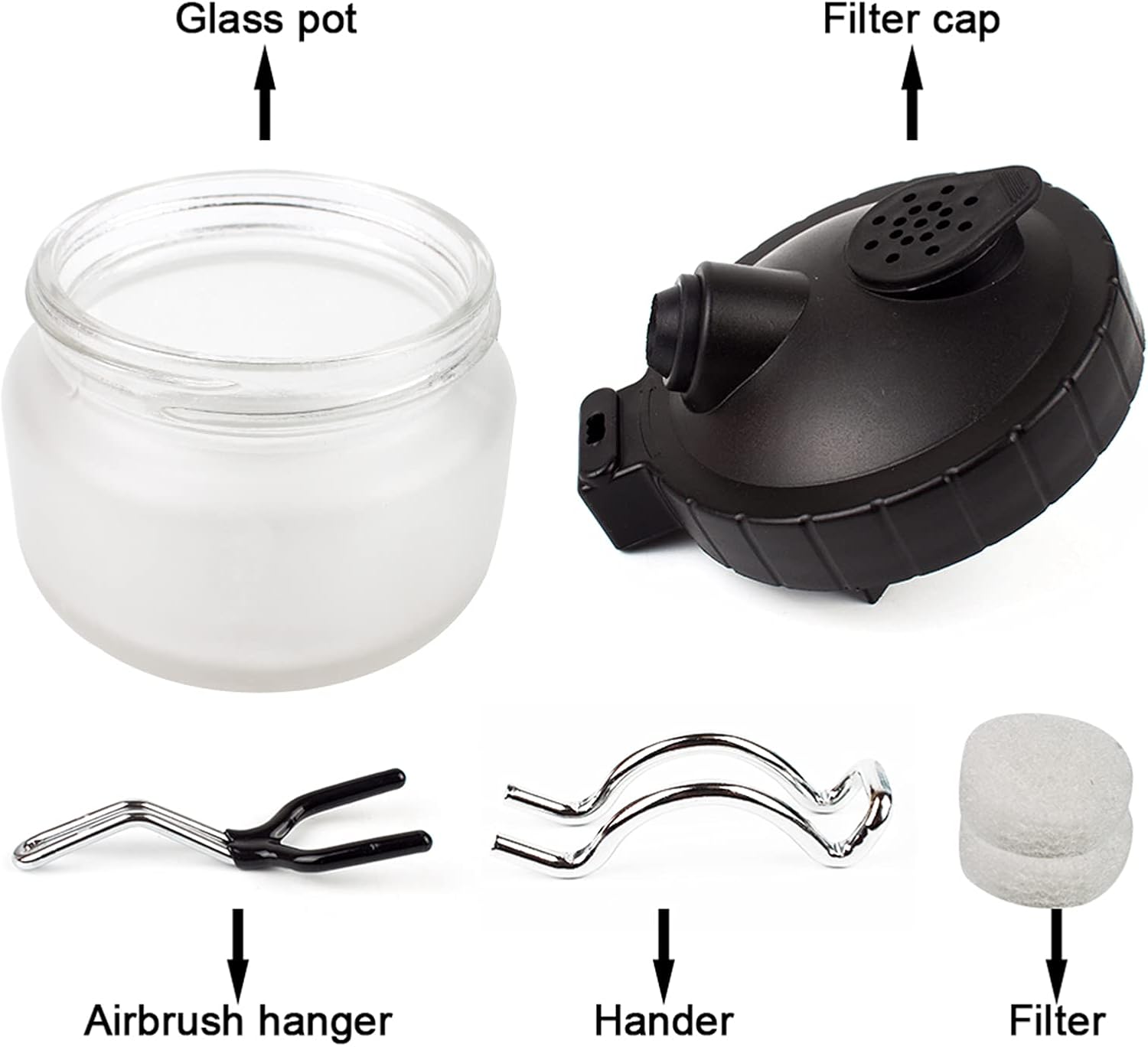 SAGUD Airbrush Cleaning Pot Strong Glass Jar Bottles Kit with Airbrush Holder Station