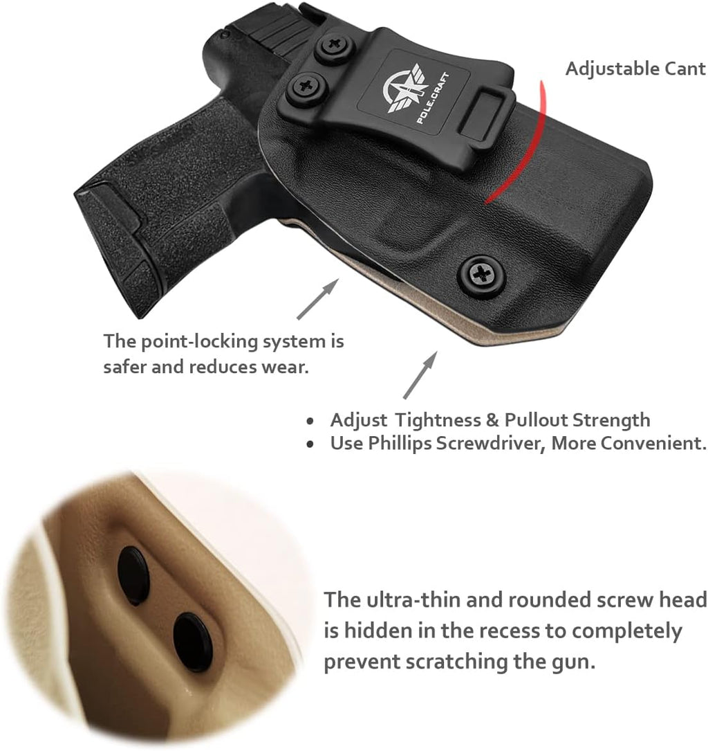 Sig P365 Holsters IWB Kydex Leather Holster Fit: Sig Sauer P365 / P365 SAS / P365 X Pistol Case - Inside Waistband Concealed Carry - P365 Accessories- Cover Mag-Button - No Scratch, No Dropping