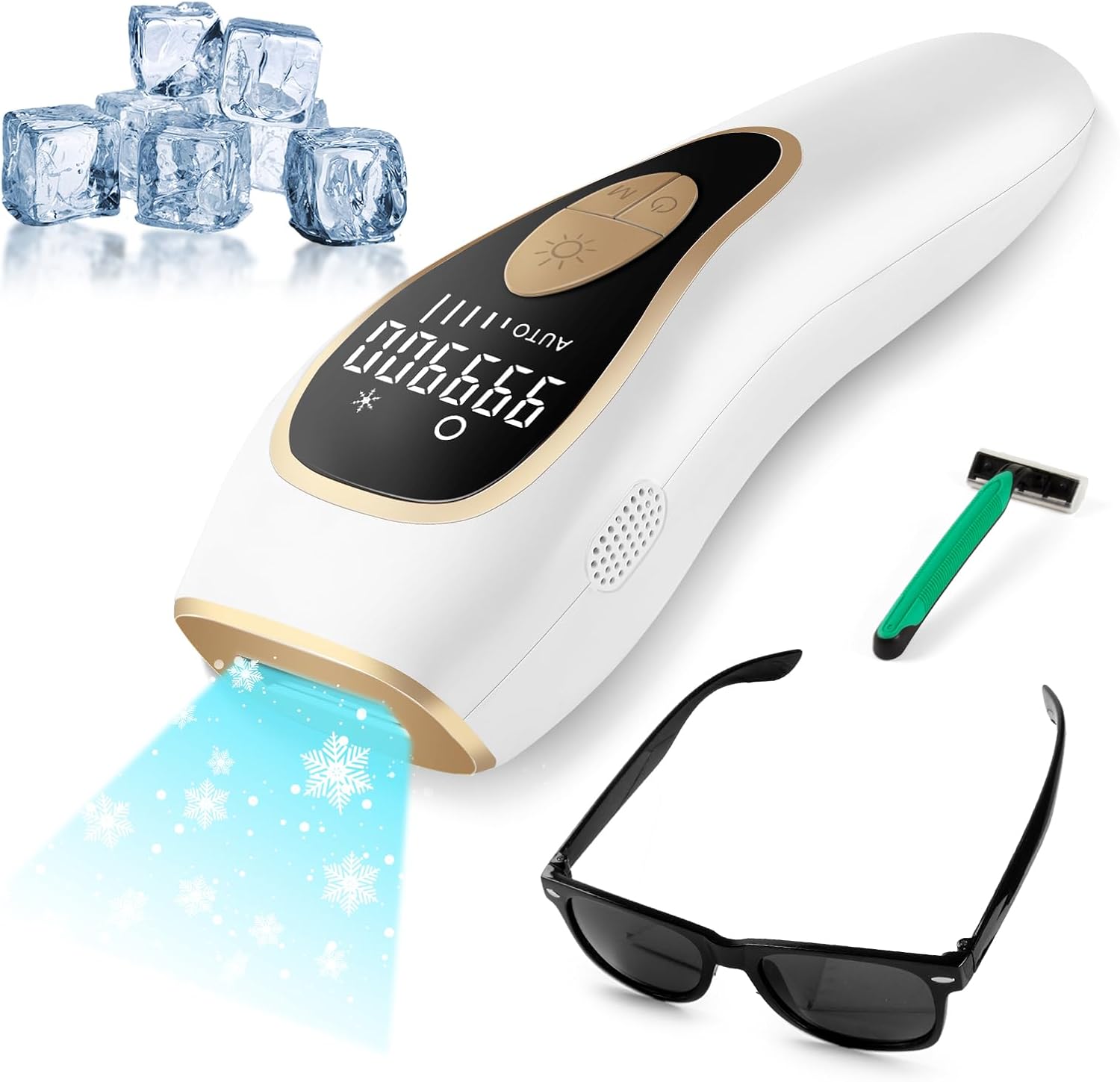 IPL Laser Hair Removal for Women and Men, Permanent and Painless Hair Removal Device, 999900 Flashes Body and Facial Hair Removal at Home with Cooling System