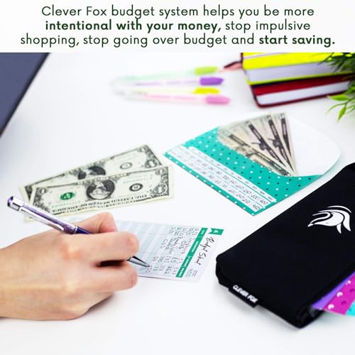 Clever Fox Cash Envelopes for Budgeting System – Budget Envelopes for Cash Budgeting and Saving, Tear and Water Resistant, Includes Carry Pouch & 12 Expense Tracking Budget Sheets, 12 Pack - Chic