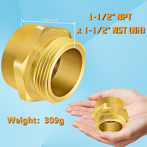 Fire Hydrant Hose Adapter, Hex Nipple Fire Hose Fitting Double Male Brass Fire Hydrant Adapter