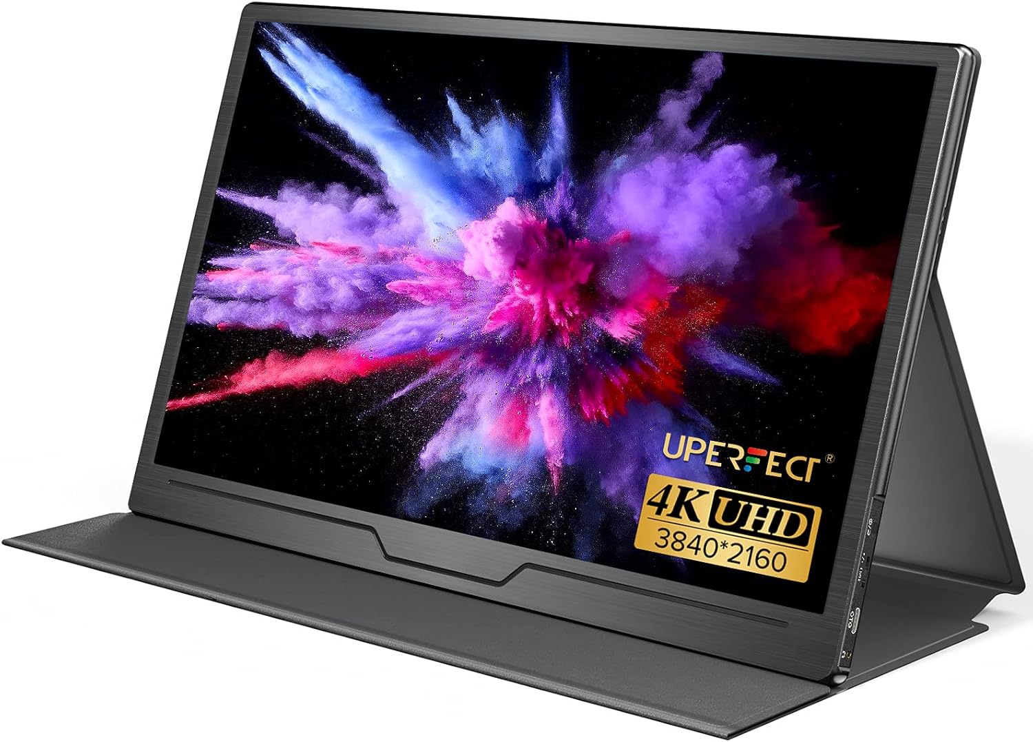 UPERFECT True 4K Portable Monitor, 15.6'' UHD IPS 3840x2160 USB C Monitor Unique Arch Metal Frame,100% sRGB 400 Nits Brightness, HDR FreeSync Speaker HDMI Type-C OTG VESA Computer Monitor w/Smart Case
