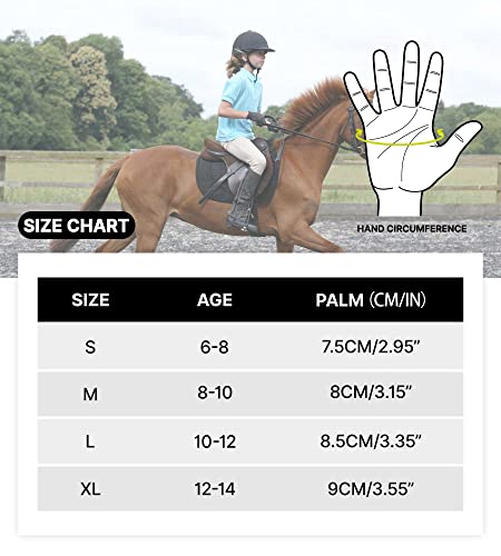 ChinFun Kids Horse Riding Gloves Equestrian Horseback Gloves for Youth Children Boys Girls Outdoor Biking Cycling Running