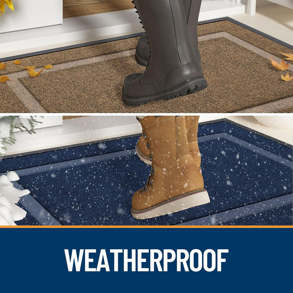 OLANLY Indoor Door Mat and Dog Door Mat, Indoor Door Mat Size 29.5x17 in Black and Dog Door Mat Size 30x20 in Grey, 2 Item Bundle