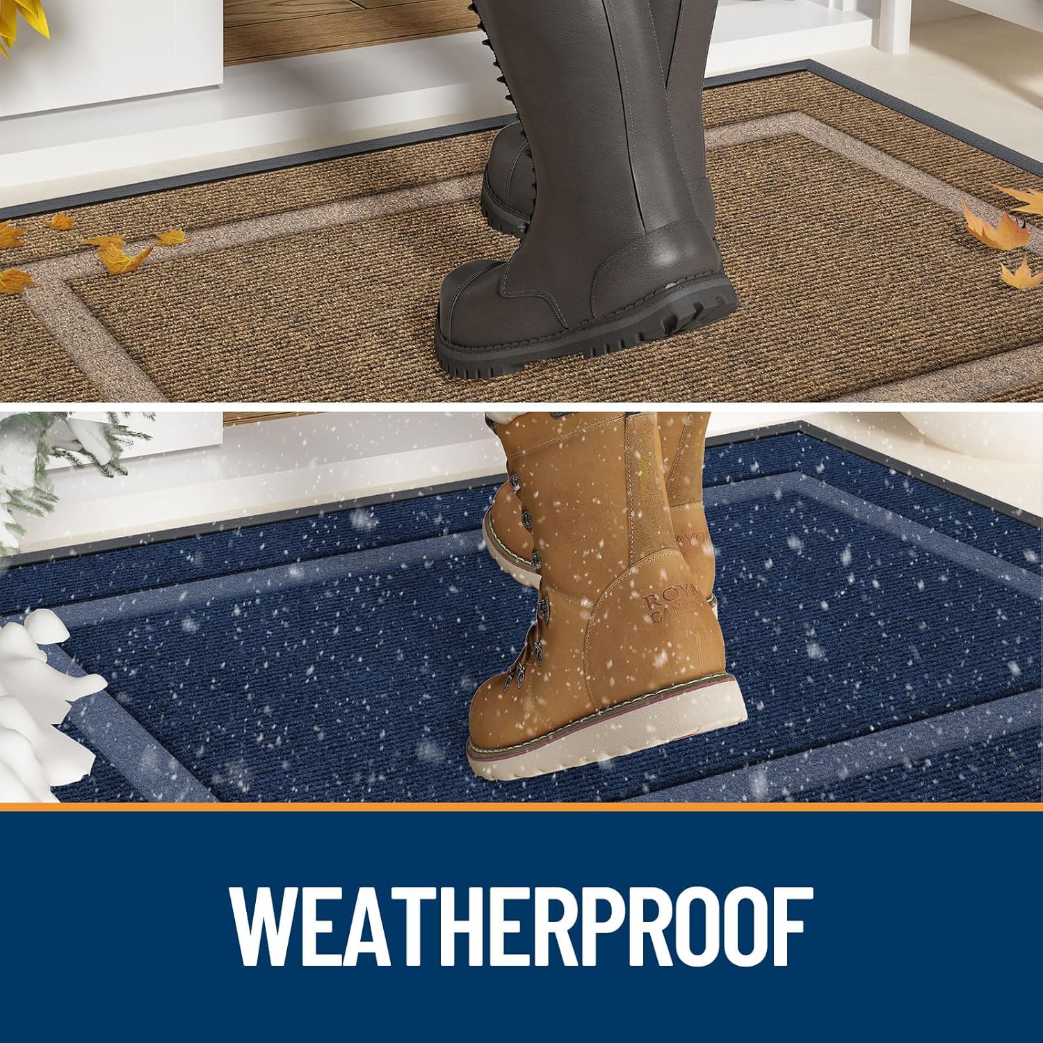 OLANLY Indoor Door Mat and Dog Door Mat, Indoor Door Mat Size 29.5x17 in Black and Dog Door Mat Size 30x20 in Grey, 2 Item Bundle