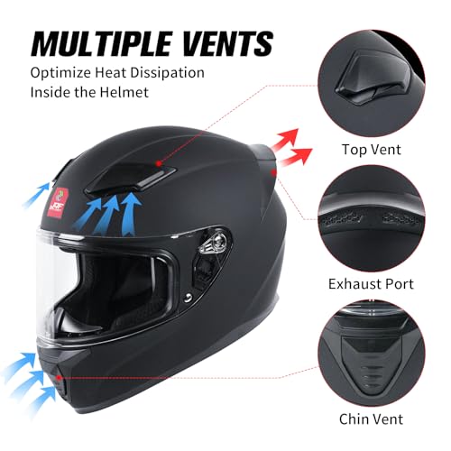 JQF Gear Full Face Motorcycle Helmet WS-607 DOT Approved Motorbike Racing Street Bike Helmets for Adults with Visor