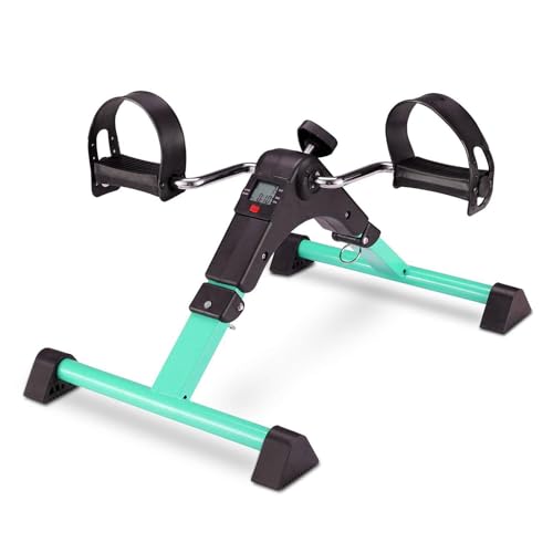 Exercise Bike Under Desk Bike Pedal Exerciser, Indoor Elderly Rehabilitation Training Machine，Foldable Mini Exercise Bike for Leg and Arm Workouts, Bike Peddler Machine for Seniors with LCD Display Un