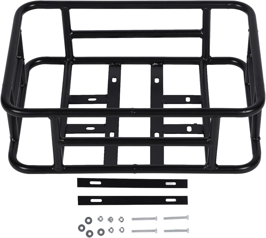Rear Bike Basket, Iron Basket, Large Capacity Universal Bike Basket Rear with Accessories, Metal Rear Baskets for Bike Trip, Carrying Grocery, Store Parcels