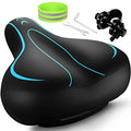 Roguoo Bicycle Seat, Wide Bike Seat for Men Women, Comfortable Memory Foam Sweatproof Essential Bike Saddle -Dual Shock Absorbing-Best Bike Seat Replacement for Exercise Bikes, Mountain Bikes