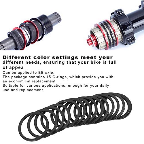 Bike Bicycle Bottom Bracket Spacer, 15pcs Bottom Bracket Gasket Bicycle Washer, Aluminum Alloy Flywheel Hub Washer Flywheel Hub Spacer for Road Bike Mountain Bike