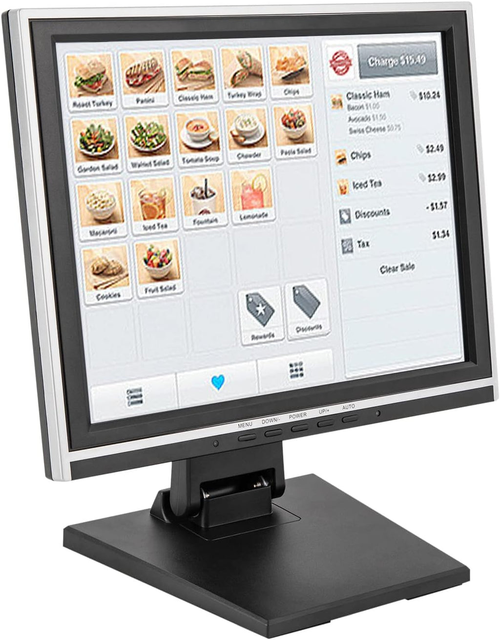 15" LCD Touch Screen Monitor, POS Systems with Adjustable Multi-Touch Monitor USB Interface Touchscreen for Gym Retail Small Business Sale System Office POS Restaurant