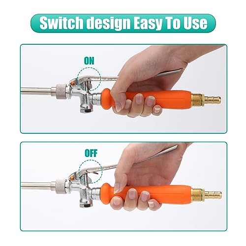 All Metal Replacement Sprayer Wand,1/4" & 3/8" Brass Barb Sprayer Wand Replacement, Stainless Steel Sprayer Wand with Shut off Valve & 2 Hose Clamps
