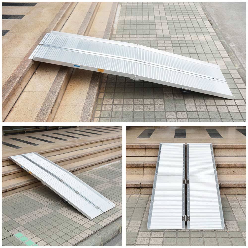 Yescom 8& Aluminum Portable Folding Wheelchair Ramp Mobility Handicap Scooter, Size: 1XL