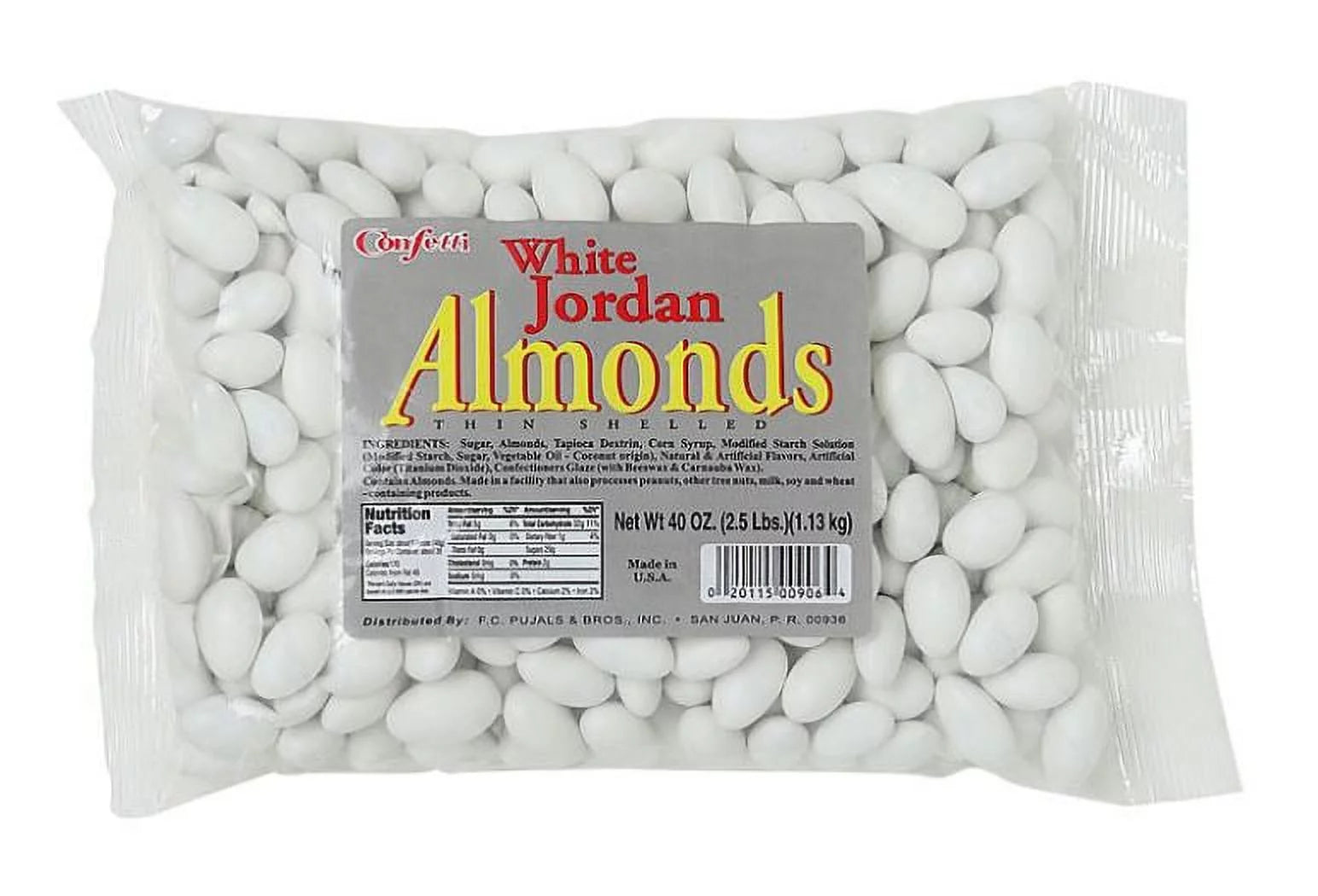 Confetti White Jordan Almonds - 2.5 lbs.