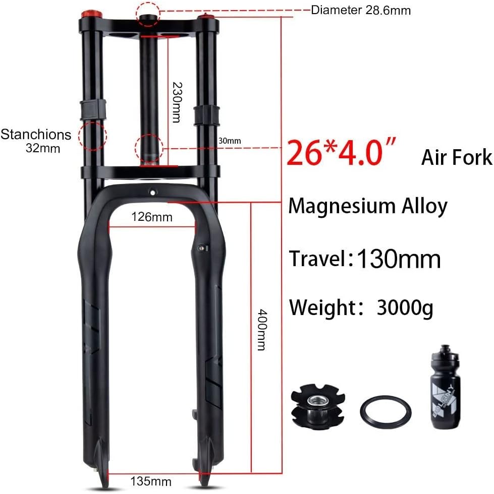 Suspension Forks 1 Pcs Double Shoulder Snow Front Fork 20 * 4.0inch / 26 * 4.0 Inch MTB Fork 130mm Travel Air Supension Bike Fork E-Bike Fork MTB Forks