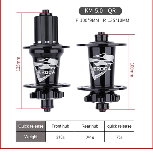 MTB Hub 32 Holes 5 Bearing Front Rear Aluminum Alloy Bike Hubs,Thru Axle/Quick Release Six Pawls Disc Brake HG Taki Bicycle Hubs for 8-11 Speed Mountain Bike