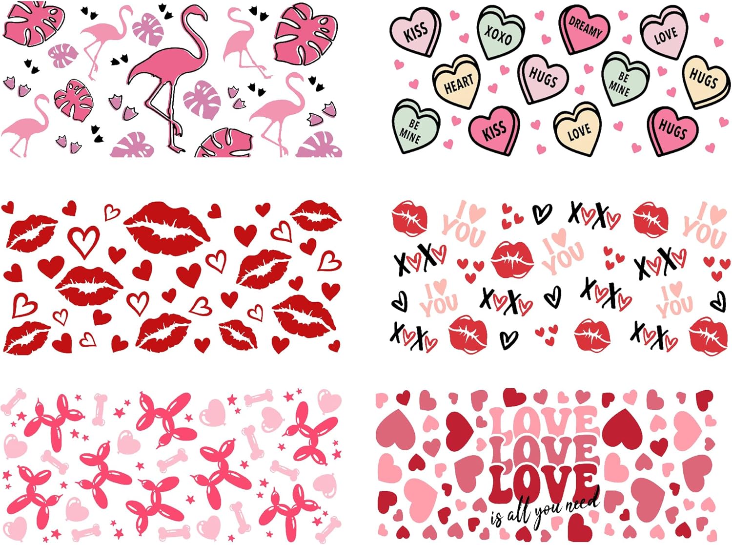 UV DTF Cup Wrap for Glass 16oz,Glass Cup Wrap Transfers Stickers Cup Decals, Ready to Apply Cup Wrap - Ceramic Mug DIY Crafts 6 Sheetes