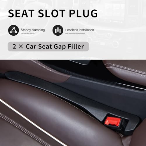 KIFIDAN 2PCS Car Seat Gap Filler,Flexible Seat Gap Organizer Between Seats for Tightly Filling Seat Gaps,Universal Car Side Seat Gap Filler Interior Car Accessories for Women & Men