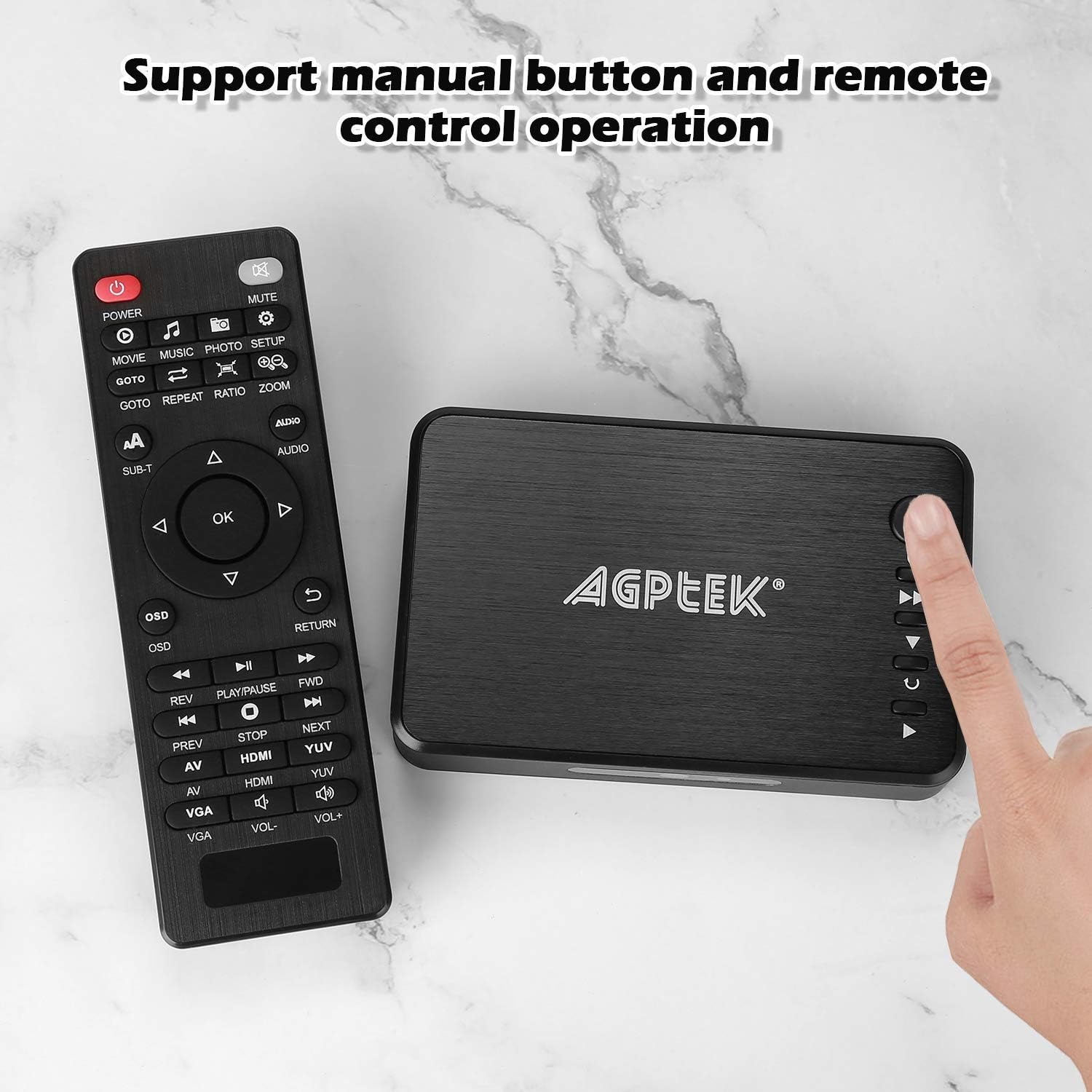 AGPTEK 1080P Media Player Read USB drive/SD card with HD HDMI/AV/VGA Output for RMVB/ MKV /JPEG etc with Remote Control Pack of 2