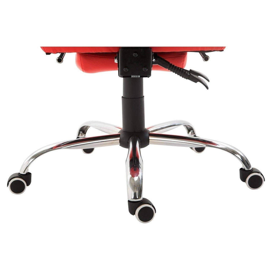 HOMCOM High Back Reclining PU Leather Executive Office Chair with Footrest (Red)