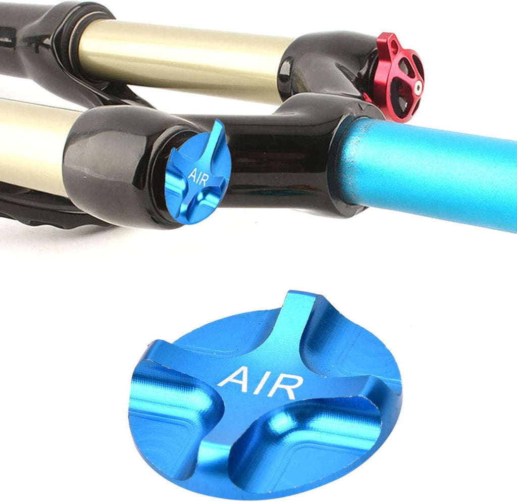Air Valve Cap, MTB Headset Cap, Aluminium Alloy Suspension Fork Front Fork Airtight Valve Cover Bike Axxessory (Blue)
