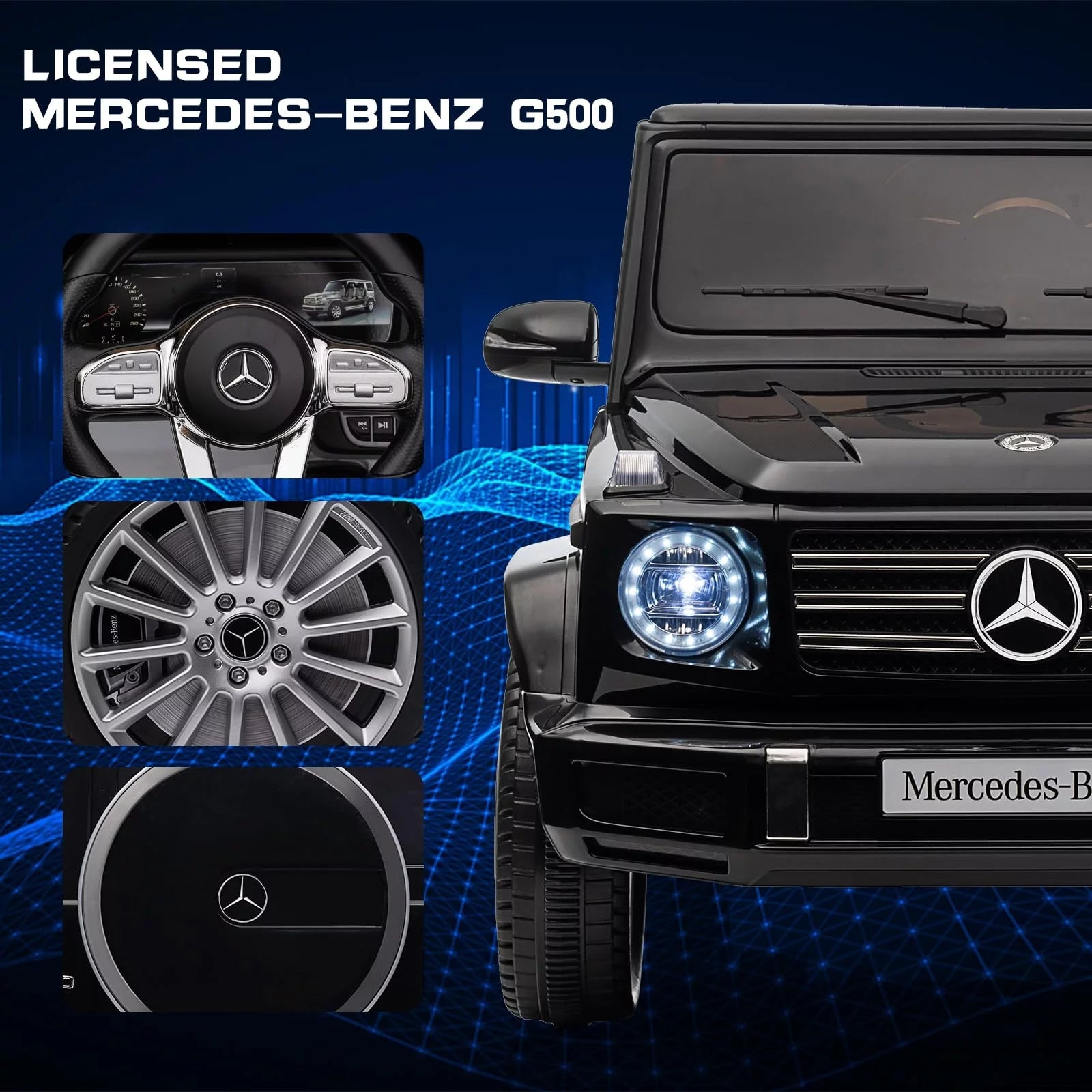 24V Battery Powered Ride On Cars with Remote Control, Licensed Mercedes Benz G500 Electric Car for Kids Boys Girls Gifts, Ride on Trucks Toys with Bluetooth, Music, Led Lights