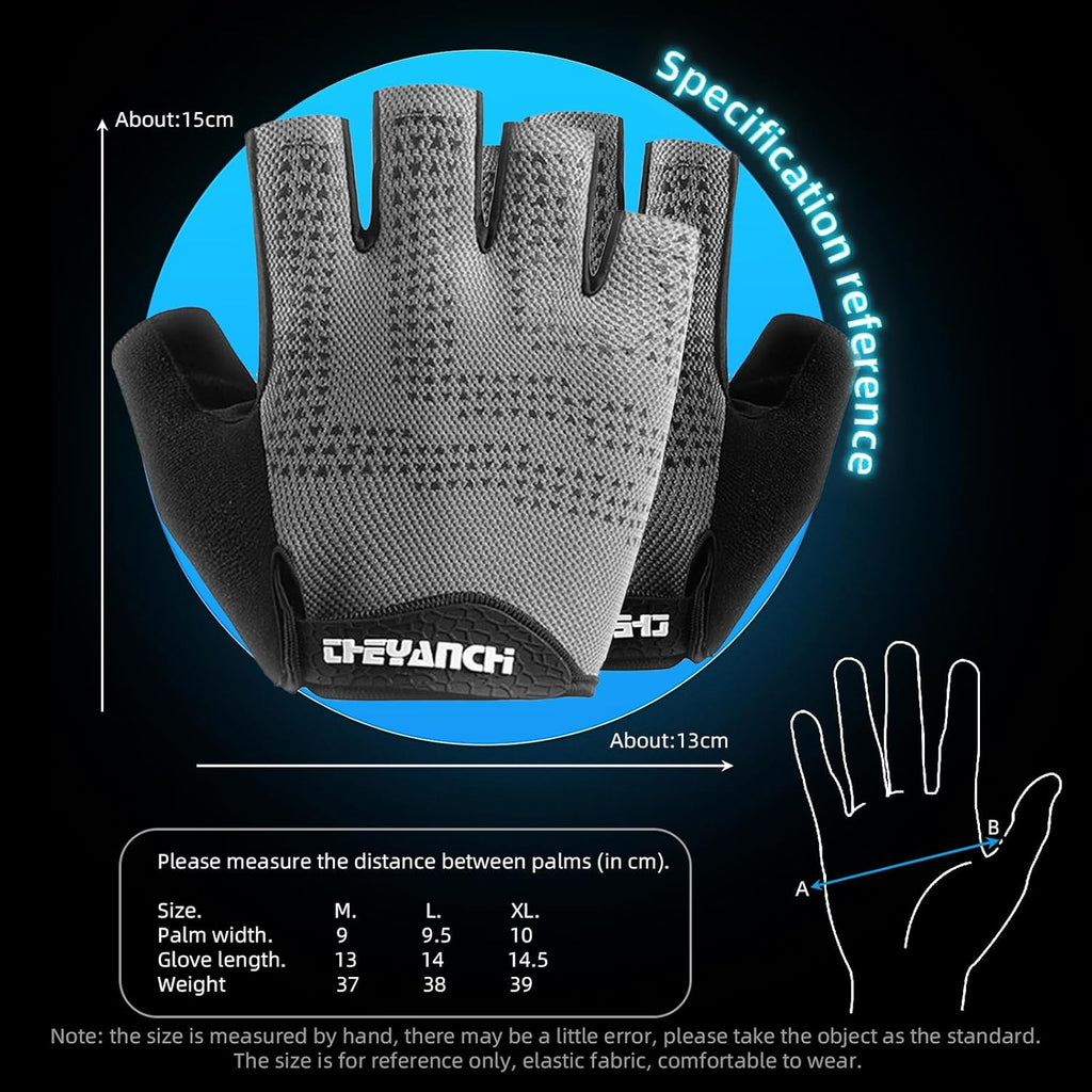 Half Finger Workout Gloves for Men and Women, Exercise Gloves for Weight Lifting, Cycling, Gym, Training, Breathable and Snug Fit(XL, Gray)