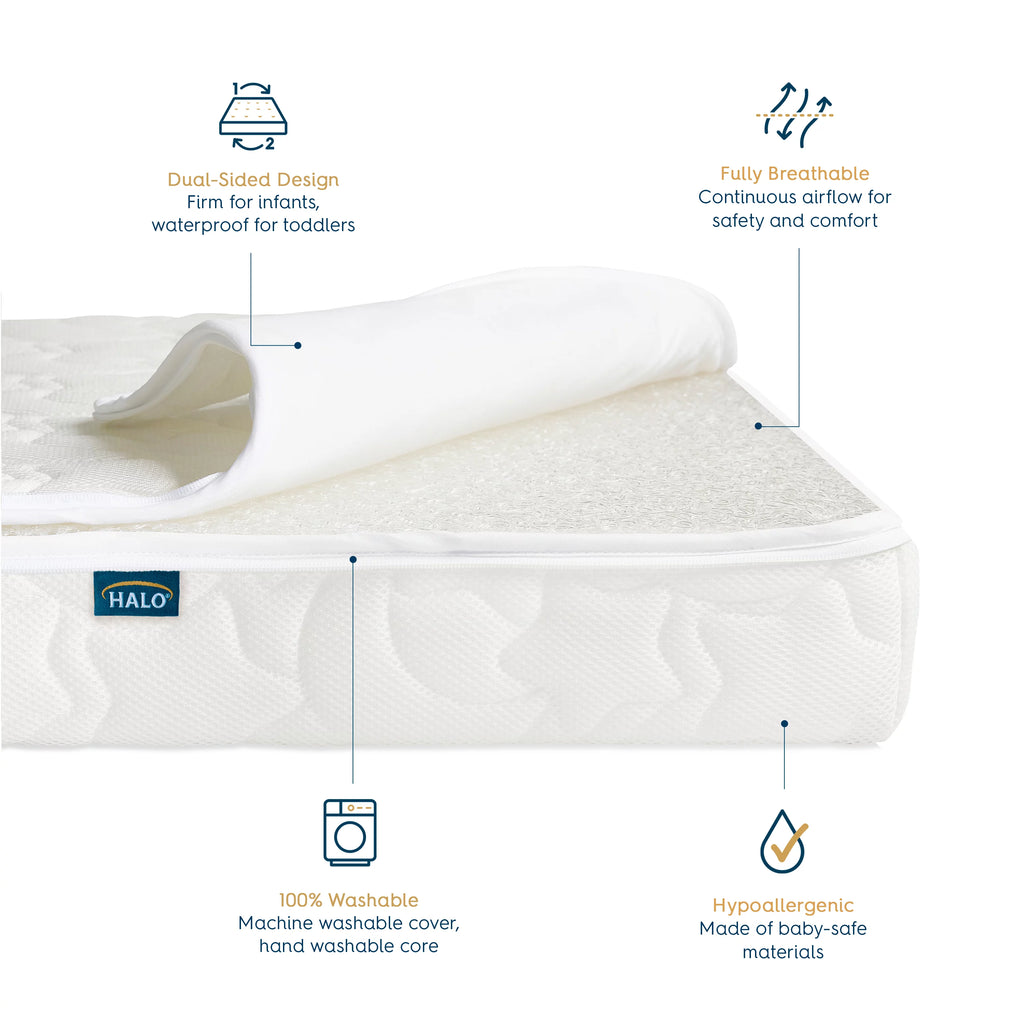 Halo® Dreamweave® Breathable Crib Mattress, Dual-Sided for Infant and Toddler Bed, Hypoallergenic, GREENGUARD Gold
