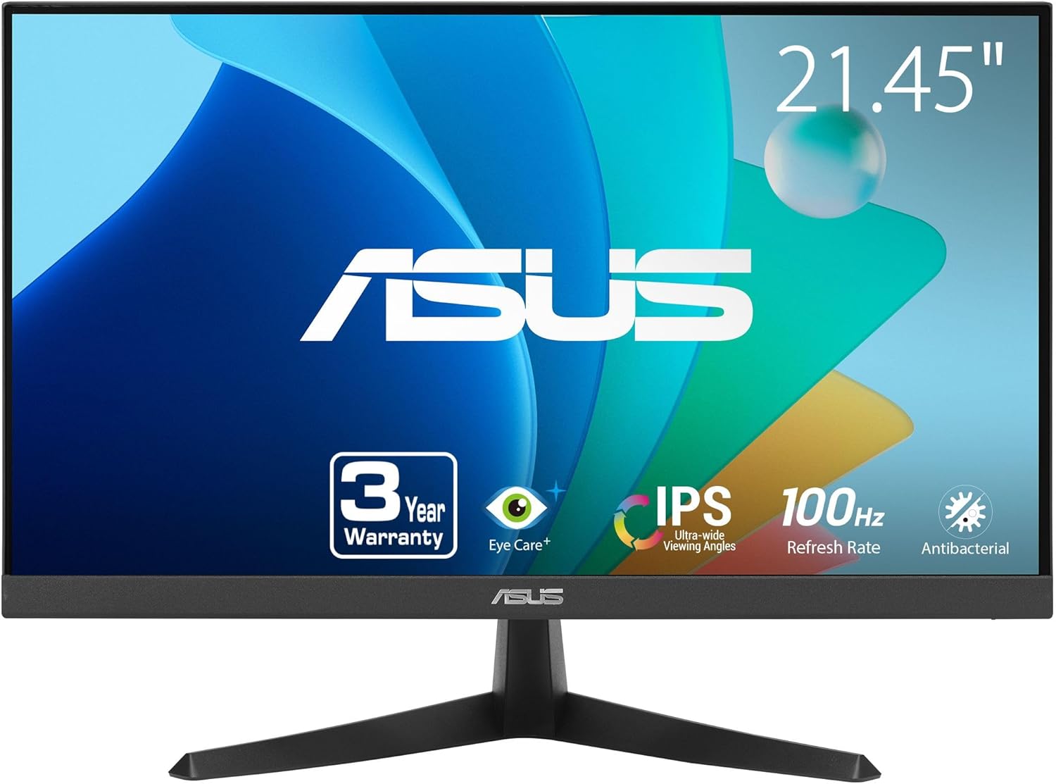 ASUS 22” (21.45" viewable) Eye Care Monitor (VY229HF) - Full HD, IPS, 100Hz, 1ms, SmoothMotion, Adaptive Sync, Eye Care Plus Technology, Blue Light Filter, Flicker Free, Tilt 3 yr Warranty