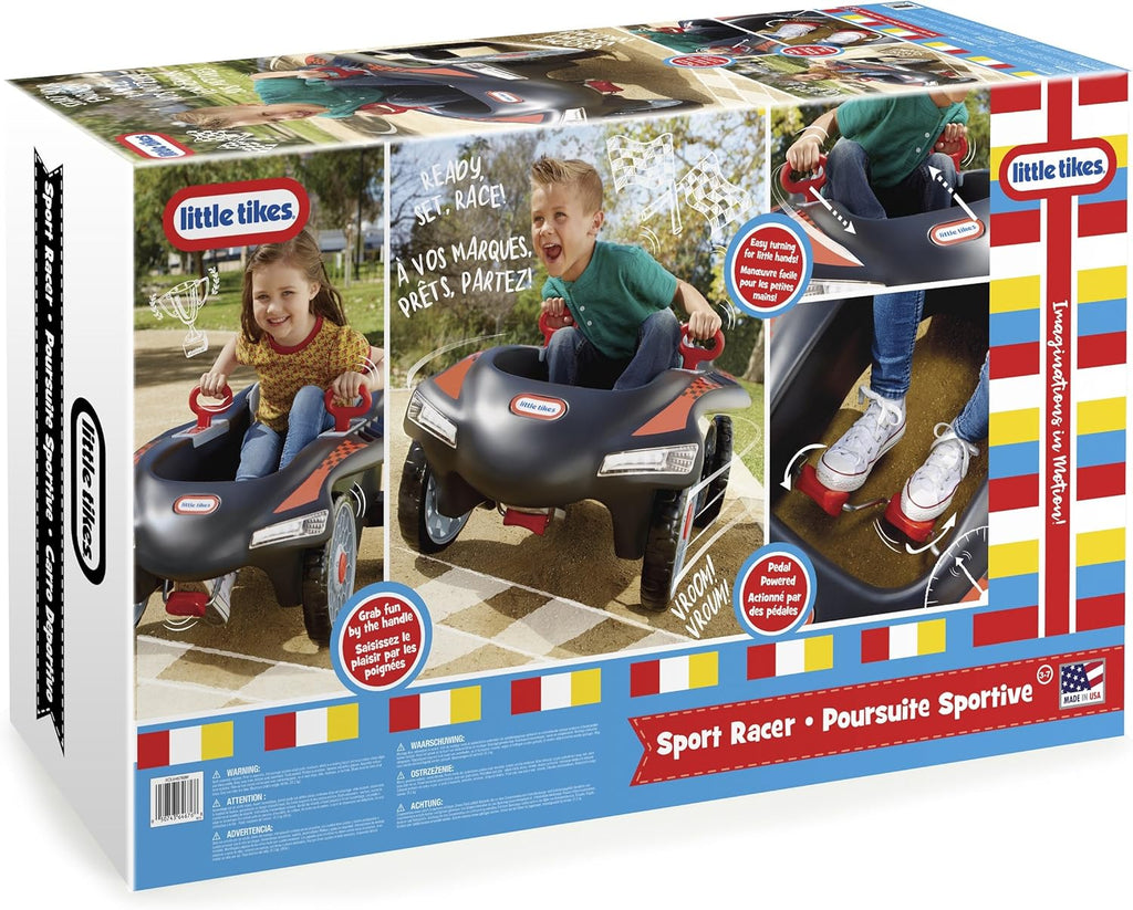 Little Tikes Jett Car Racer Black, Ride On Car with Adjustable Seat Back, Dual Handle Rear Wheel Steering, Racing Control, Kid Powered Fun, Great Gift for Kids, Toys for Girls Boys Ages 3-10 Years