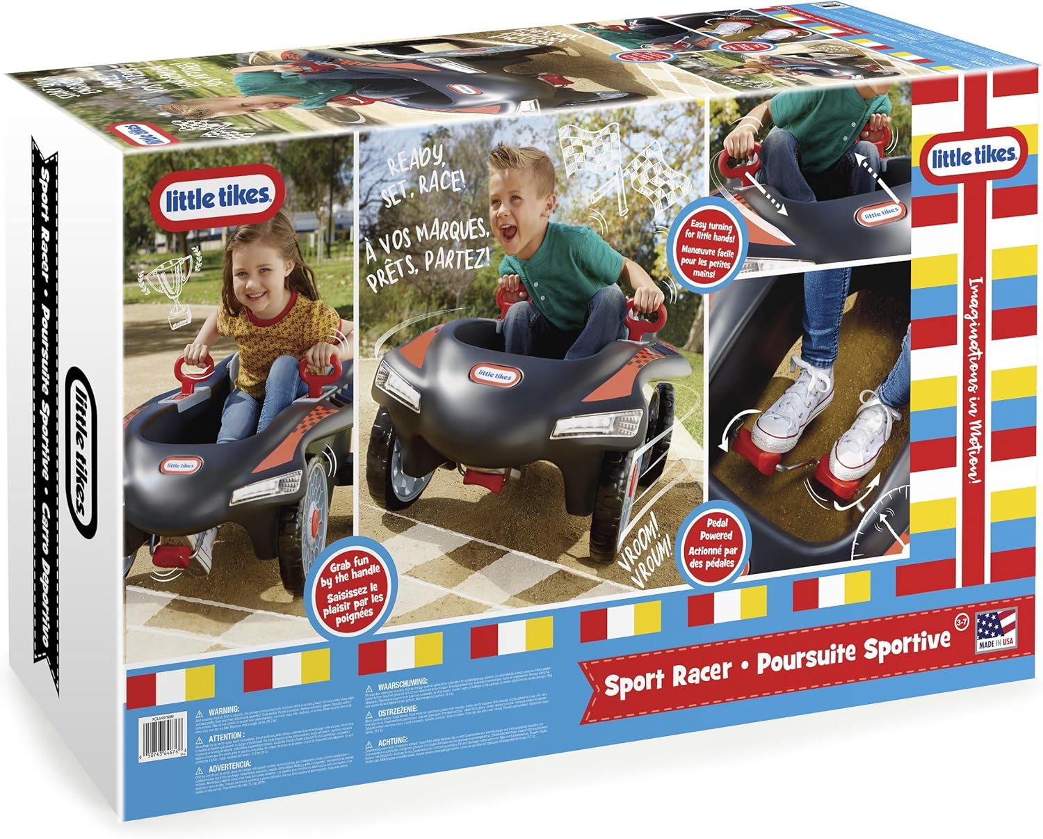Little Tikes Jett Car Racer Black, Ride On Car with Adjustable Seat Back, Dual Handle Rear Wheel Steering, Racing Control, Kid Powered Fun, Great Gift for Kids, Toys for Girls Boys Ages 3-10 Years