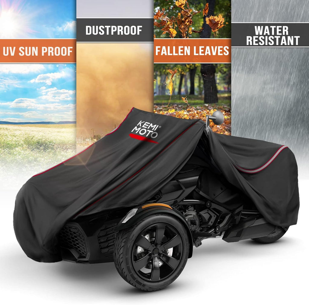 KEMIMOTO Full Cover Compatible with Can-Am Ryker 600 900 Sport and Rally Edition Upgraded Outdoor Protection Full Cover with Reflective Strips