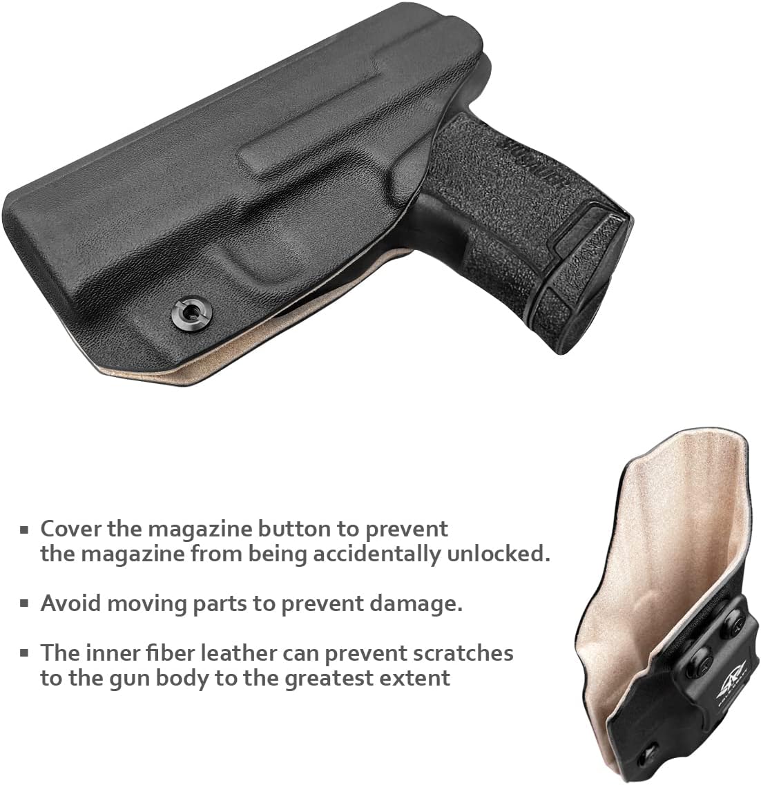Sig P365 Holsters IWB Kydex Leather Holster Fit: Sig Sauer P365 / P365 SAS / P365 X Pistol Case - Inside Waistband Concealed Carry - P365 Accessories- Cover Mag-Button - No Scratch, No Dropping
