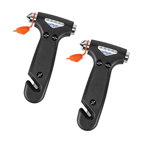 BELOMI 2 Pack Car Safety Hammer, Emergency Escape Tool with Window Breaker and Seat Belt Cutter, 5-in-1 Auto Multifunctional Escape Hammer for Accident, Vehicle Survive Accessories