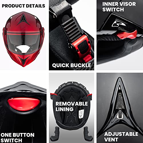 ILM Motorcycle Helmets Modular Dual Visor Flip-up Full Face Street Bike Racing Helmet DOT 5 Colors Model 808