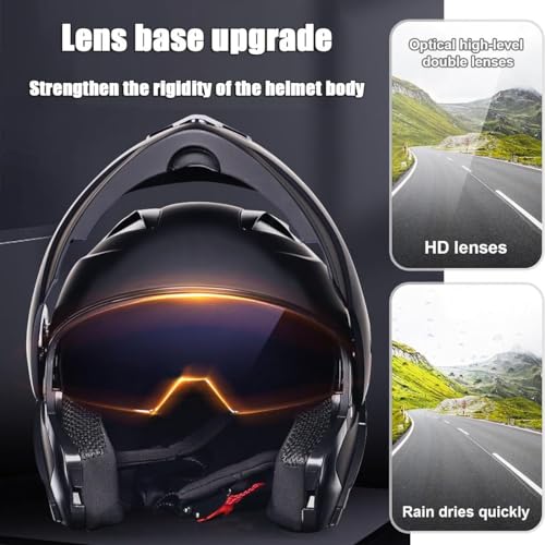 Bluetooth Modular Dual Visor Motorcycle Helmet FMVSS-218 DOT Approved Full Face Motocross Motorbike Helmet Adults Men Women Summer Lightweight Cool Helmet for Racing Mountain Go-Kart