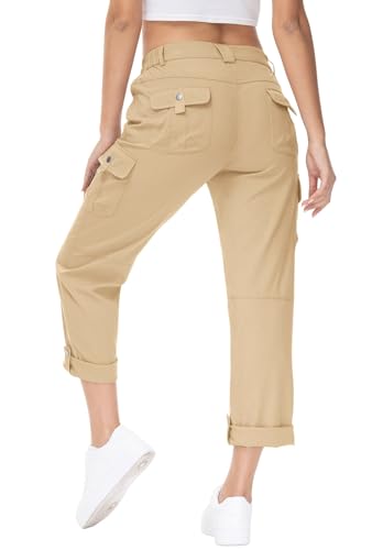 YSENTO Womens Cargo Hiking Pants with 6 Pockets Lightweight Stretch Quick Dry Camping Travel Pants Roll Up