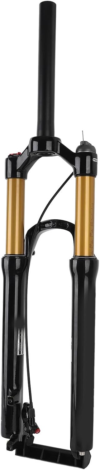 Bike Fork 27.5 Inch Mountain Bike Front Fork Suspension Fork High Strength Remote Lockout Straight Steerer Silent Bike Suspension Front Fork for Cycling Gold Tube