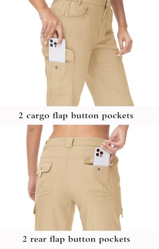 YSENTO Womens Cargo Hiking Pants with 6 Pockets Lightweight Stretch Quick Dry Camping Travel Pants Roll Up