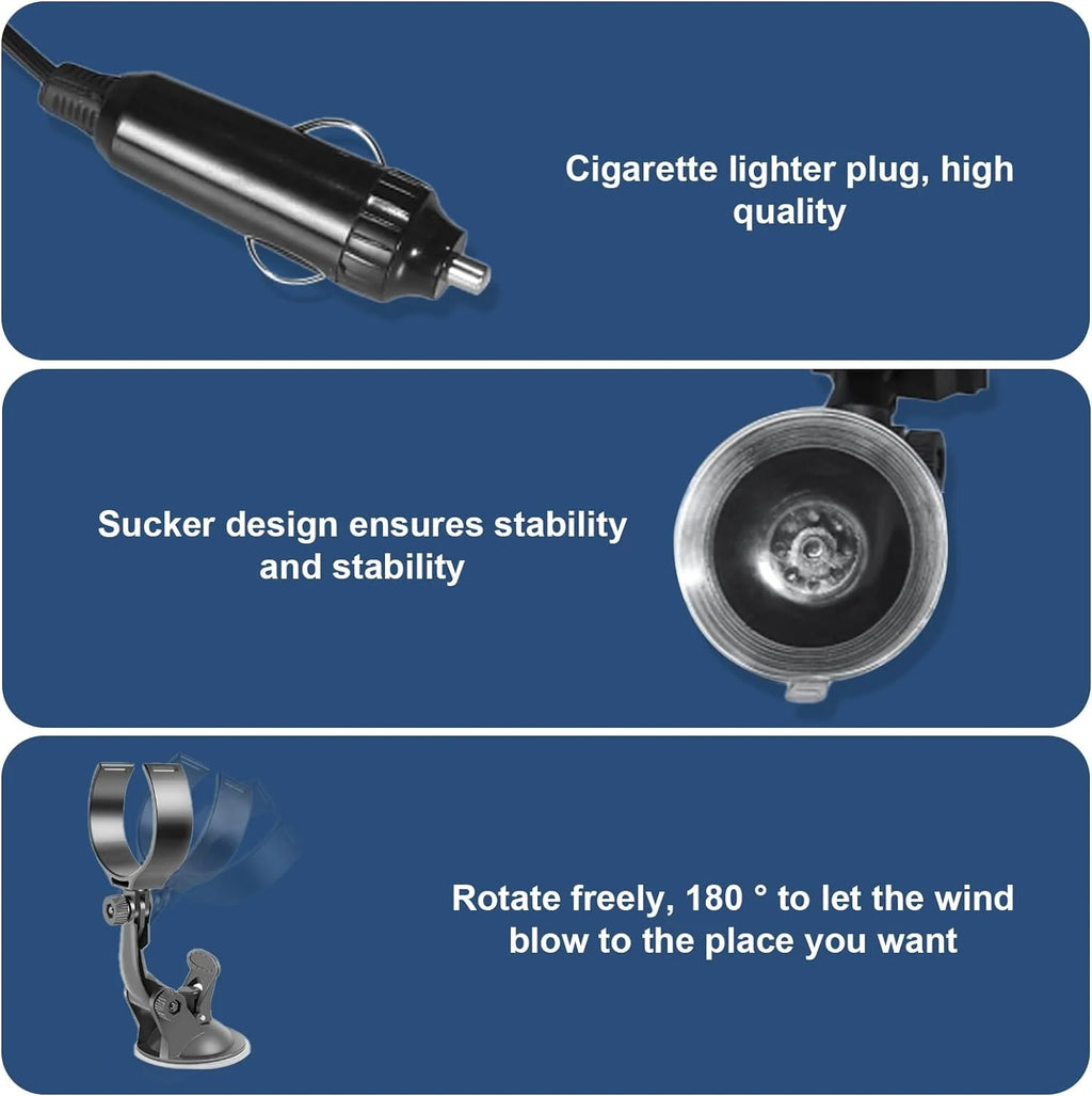 THONZER Portable Car Heater and Defroster, Car Heater That Plugs into Cigarette Lighter, 2 in 1 Fast Heating or Cooling Fan, Portable Heater for Car with 360-Degree SuctionBracket