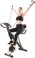 Davcreator Foldable Fitness Exercise Bike, Magnetic Folding Indoor Exercise Bicycle, 2-in-1 Recumbent & Upright Stationary Bike with Arm Workout for Home